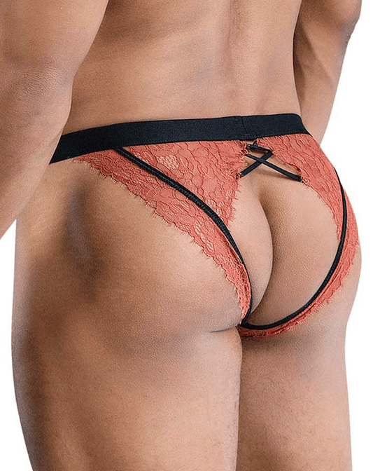 Candyman 99853 Lace Jockstrap Black-terracotta
