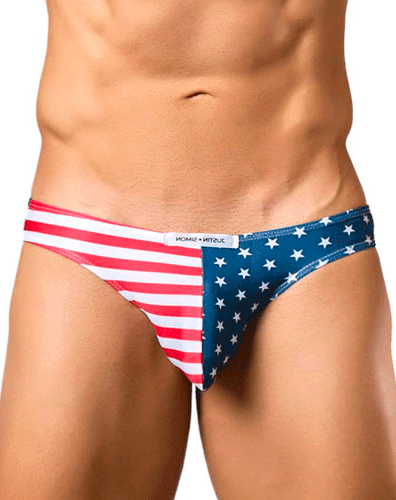 Justin+simon Xsj01 Classic Silky Bikini Usa Flag