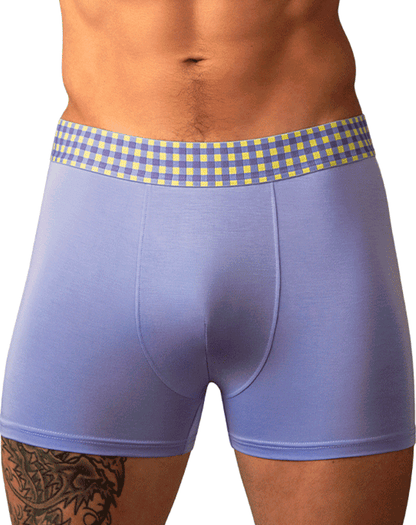 Male Power 161-306 So Comfy Gingham Boxer Brief Purple
