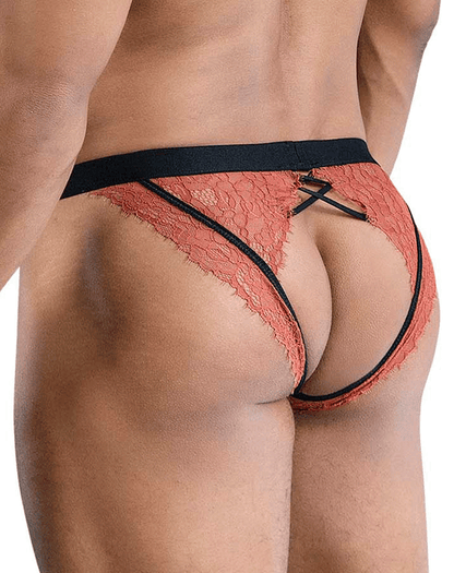 Candyman 99853 Lace Jockstrap Black-terracotta