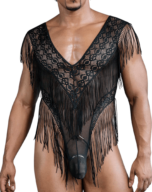 Candyman 99865 Lace-mesh Bodysuit Black