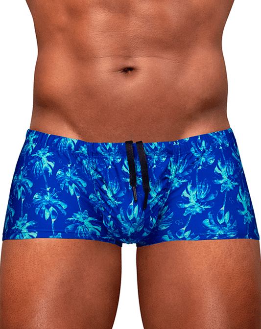 Ergowear Ew1827 Electric Blue Palm 4-way Stretch Swim Trunks Royal Blue-palms