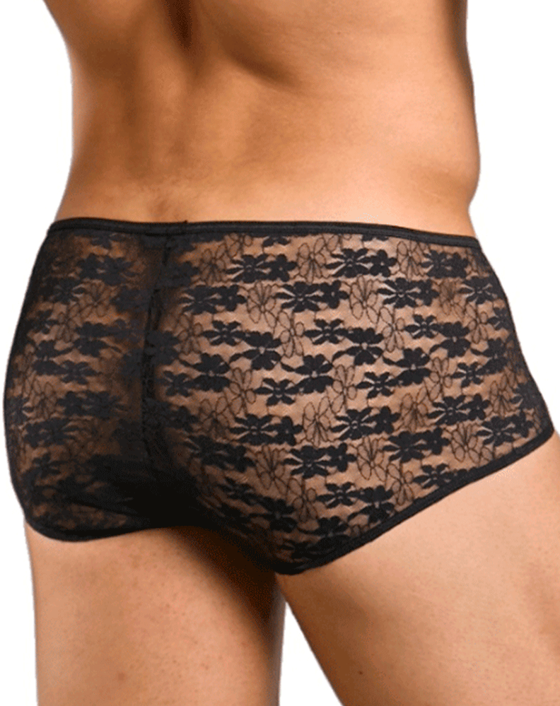Malebasics Mbl83 Loop Cheeky Trunks Black Lace